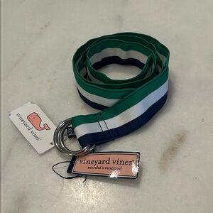 Vineyard Vines Green, White & Navy Striped Ribbon Belt Men’s Medoum